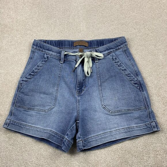 Judy Blue High Waist Womens Large Blue Stretch Denim Jogger Shorts - Picture 1 of 15